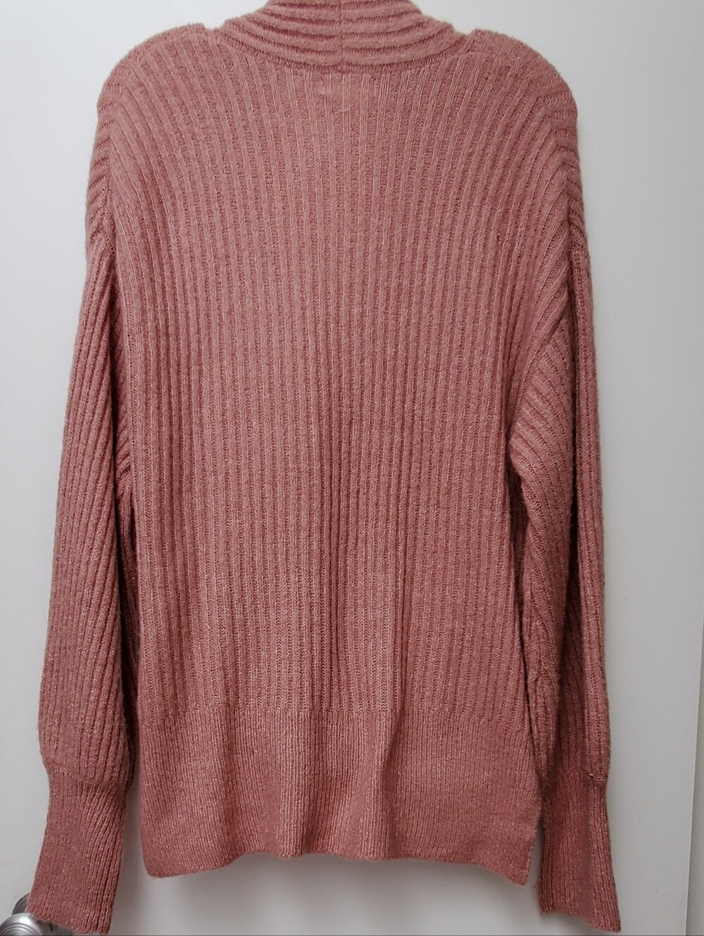 Max Studio Pink Mauve Ribbed Wrap Knit Sweater Size Large New - Picture 8 of 9